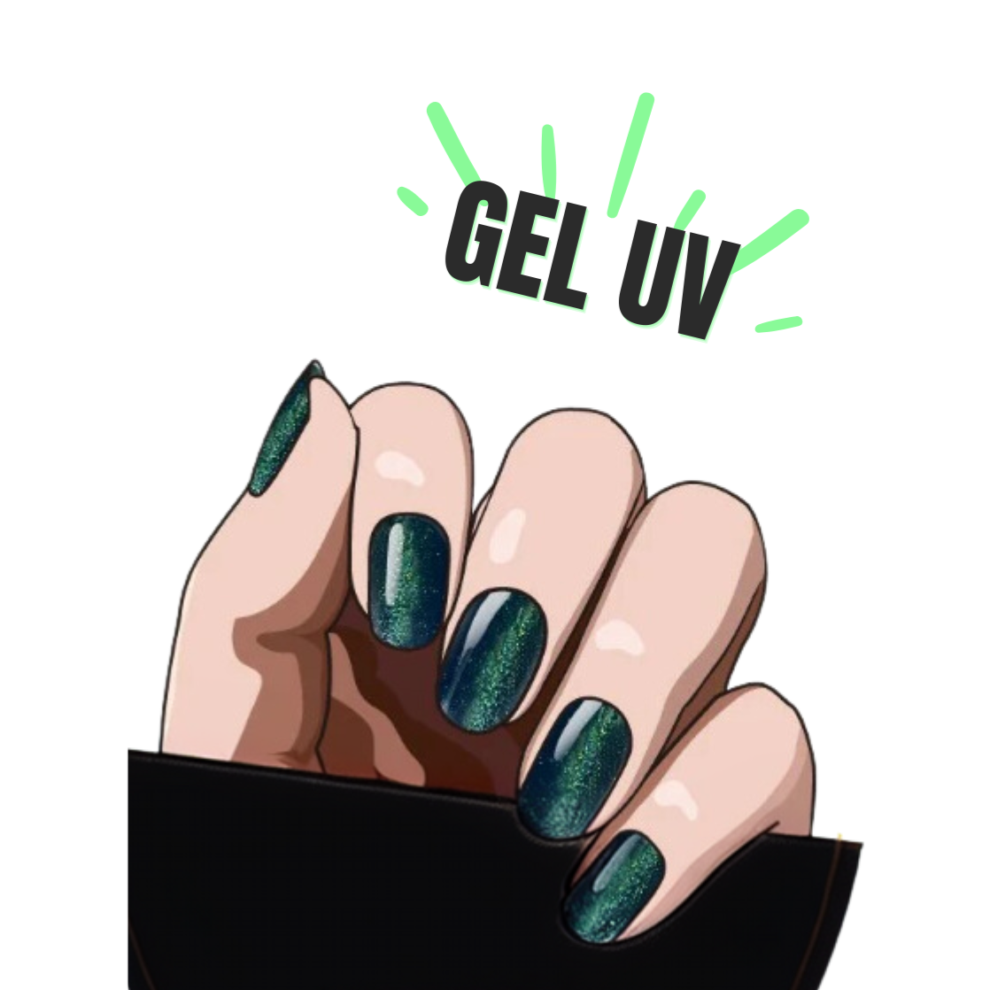 Vernis autocollant gel UV magnétique vert noir mauve