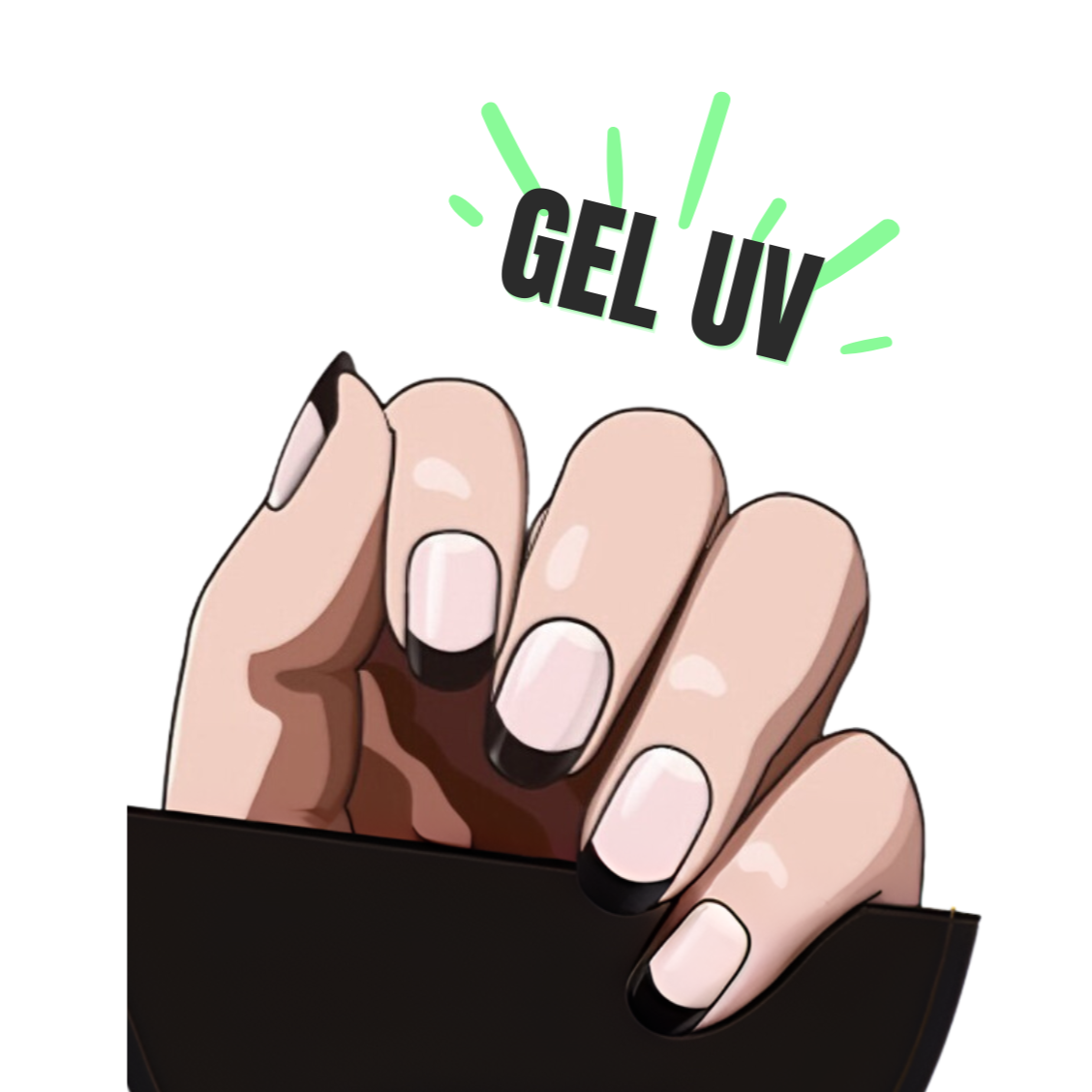 Vernis autocollant gel UV manucure française noir