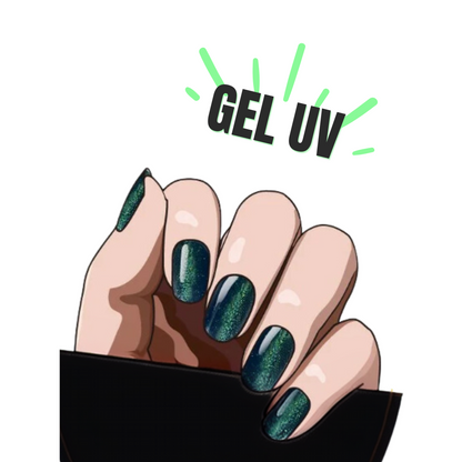 Vernis autocollant gel UV magnétique vert noir mauve 