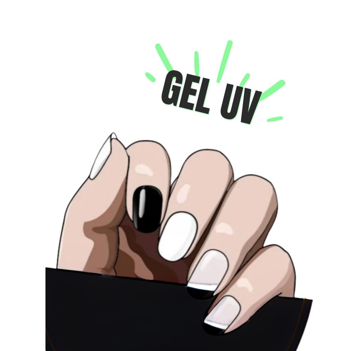 vernis autocollant gel UV manucure française noir blanc