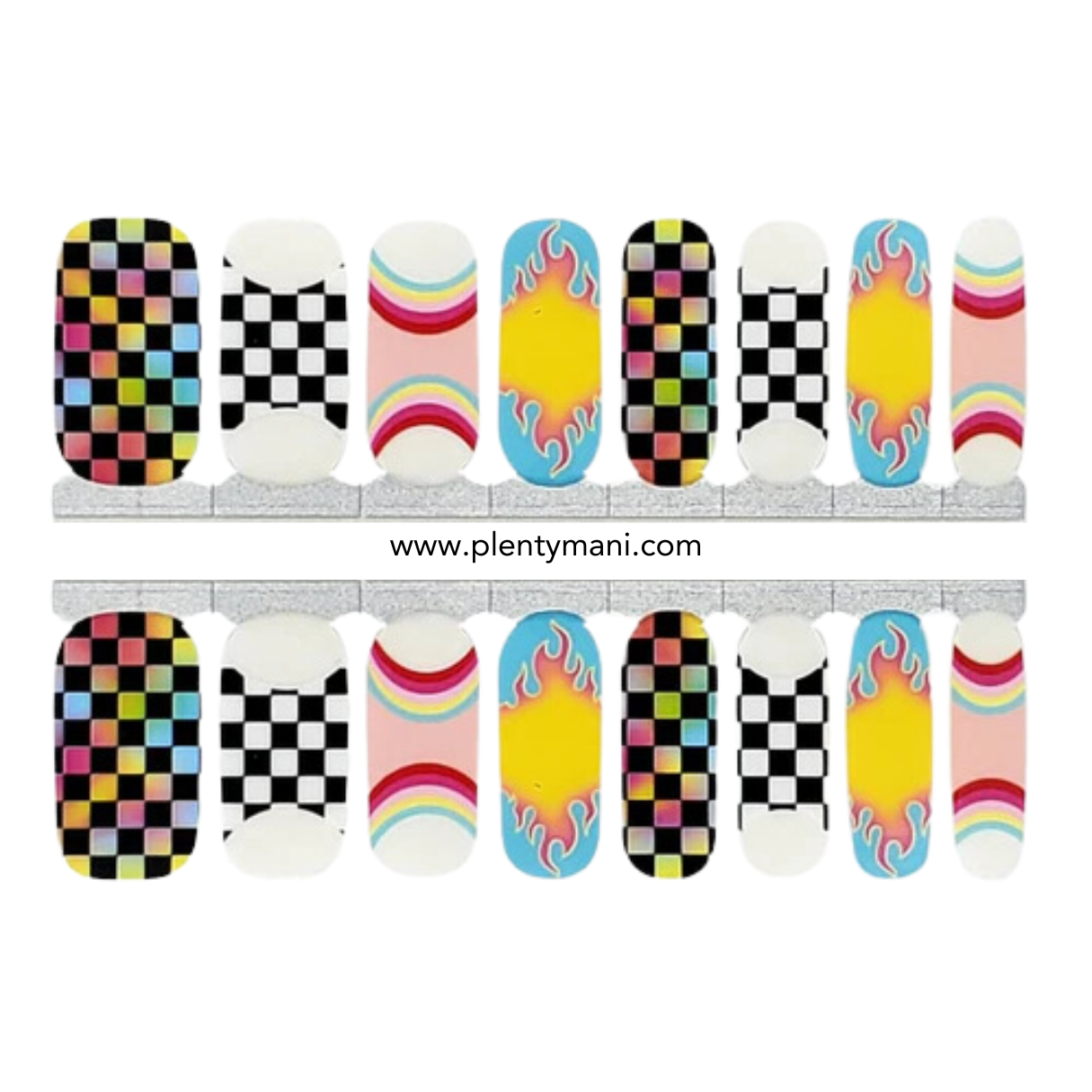 Vernis autocollant flame damier arc-en-ciel