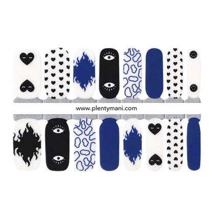 vernis autocollant noir bleu flame cœur